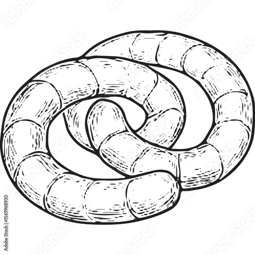 Hand-Drawn Sausage Coil Sketch for Deli 