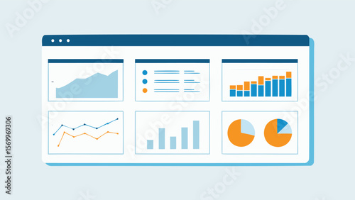 Interface showing various types of data visualization charts and graphs for business and analytics use