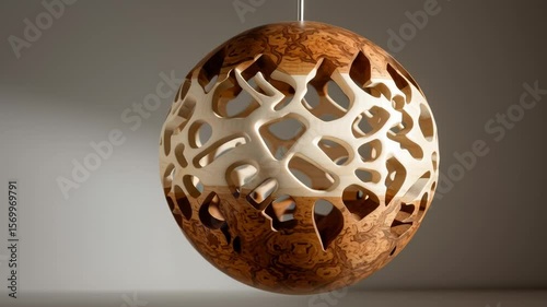 Unique decorative pendant light showcasing intricate wooden design crafted by skilled artisans
