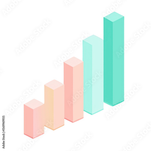 Free Download Isometric bar graph showing upward trend isolated on transparent background - GFXLoad