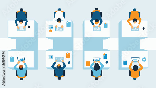 set of business people