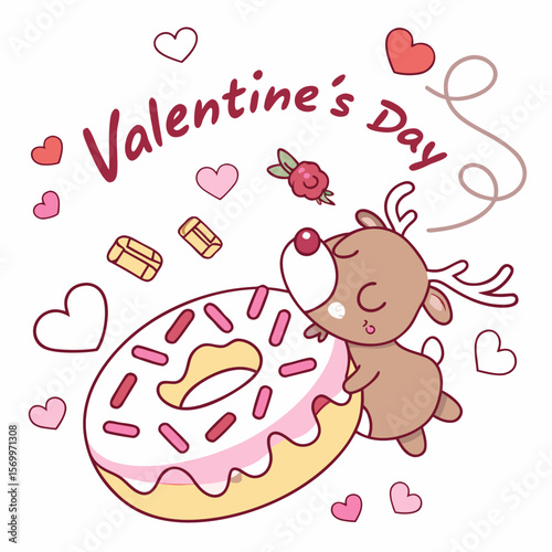 Creative SVG: Bashful Moose with inside a donut float in a Valentine Blush colored Valentine's Day theme