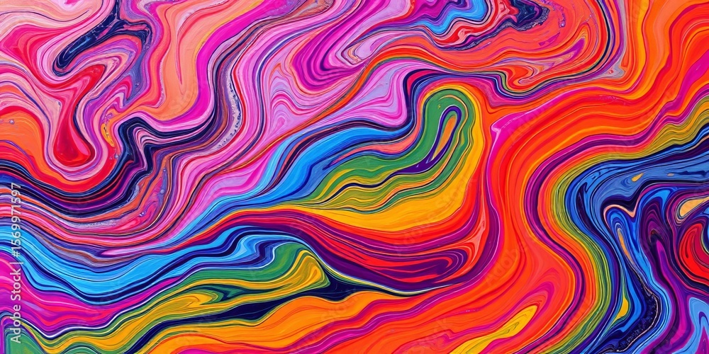 Fototapeta premium Abstract swirling paint strokes, vibrant colors, unique design, style, uncommon