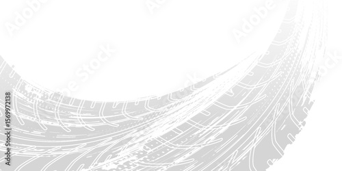 Detail black tire tracks on white, vector illustration