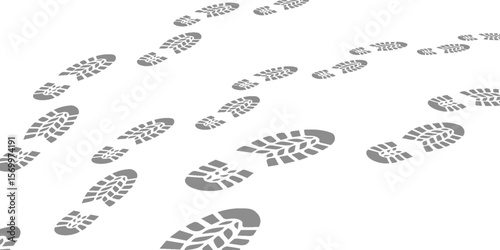 footprint shoe sole tracking path on transparent background, shoe footprint path vector illustration