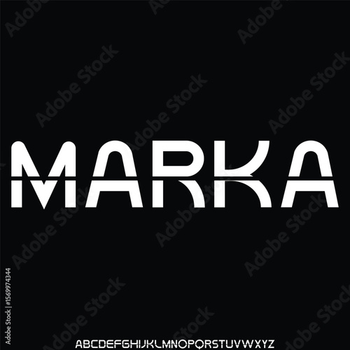 Modern sharp sporty sans serif display font vector illustration