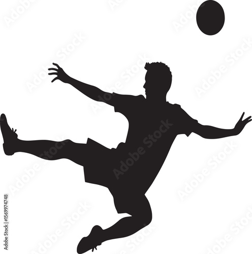 Silhouette of Footballer in Action – Perfect for Sports Graphics & Posters