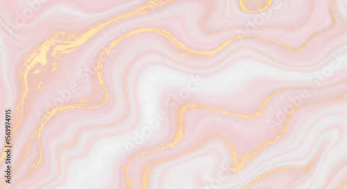 Elegant Liquid Marble Background - Luxury Pastel and Gold Foil Abstract Texture for Premium Branding and Wedding Stationery.