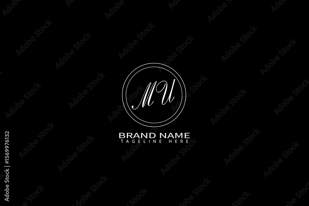 Fototapeta premium Minimal MU Letter Monogram Logo on Black Background