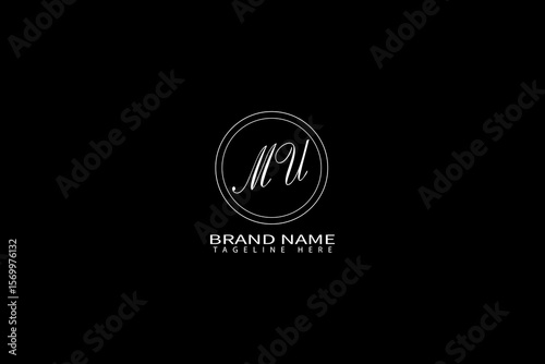 Minimal MU Letter Monogram Logo on Black Background