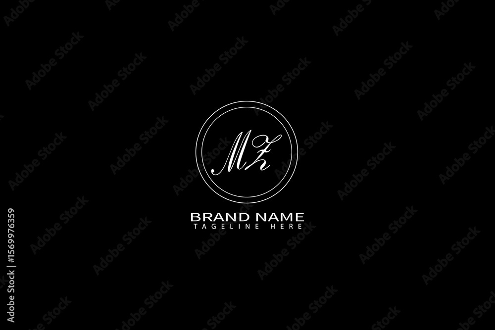 Fototapeta premium Minimal MZ Letter Monogram Logo on Black Background