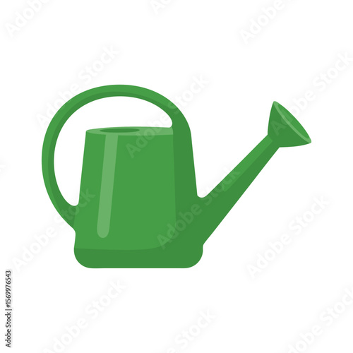 Classic Green Watering Can Flat Design Vector Illustration - Gardening Plant Care Graphic