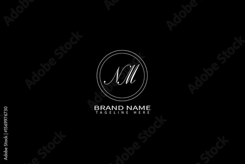 Elegant NM Monogram Logo with Brand Name and Tagline