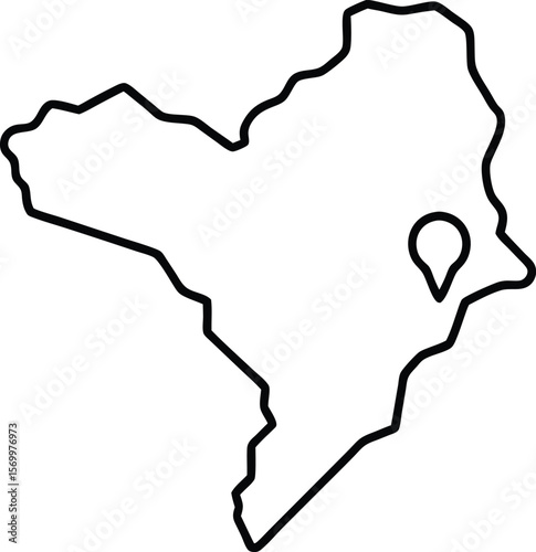 Geographical Outline of an Area: A minimalist and clean graphic showcases the precise outline of a particular area, with a single marker indicating a significant location.