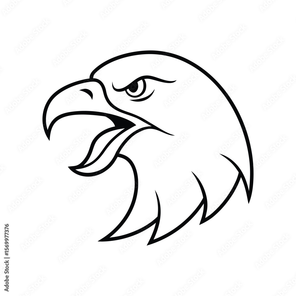 Naklejka premium eagle roaring head line art