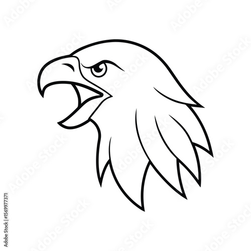 eagle roaring head line art