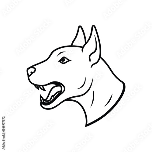 dog roaring head line art
