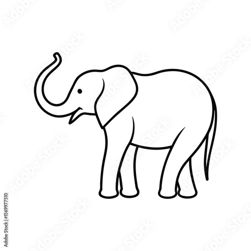 elephant raising its trunk line art