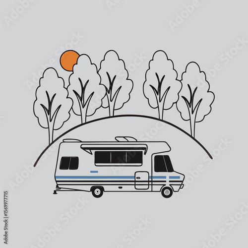 A vibrant cartoon car with a family drives on a road through a city landscape under a bright sky, an eco-friendly illustration of travel and transportation