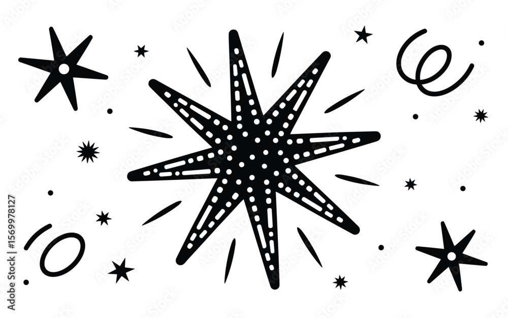 Fototapeta premium Stylized Star Icon Set in Silhouette Vector Format