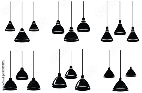 Black pendant lamps hanging from thin cords hanging lights interior lighting