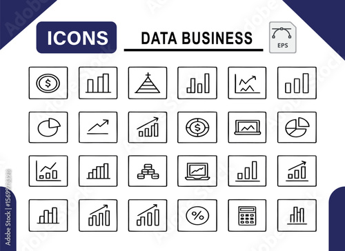 Data Business Icons Growth, Finance, and Analytics Chart Illustrations