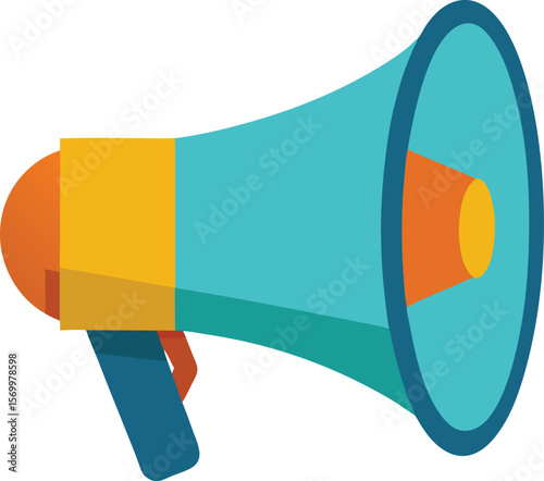 Megaphone in the Spotlight: Vibrant illustration of a megaphone, symbolizing announcement and communication in digital graphic style.