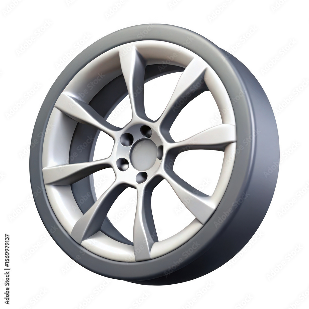 Fototapeta premium 3d car wheel isolated on transparent background