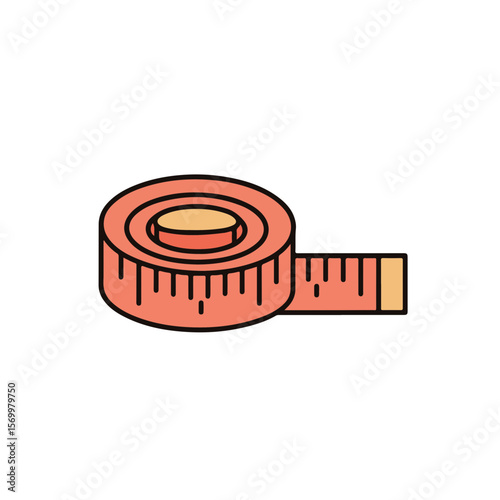 Minimalist illustration of measuring tape on white background