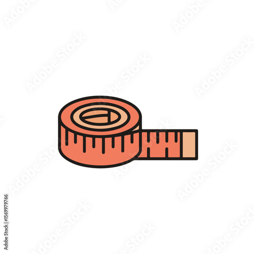 A measuring tape in orange rolled up.