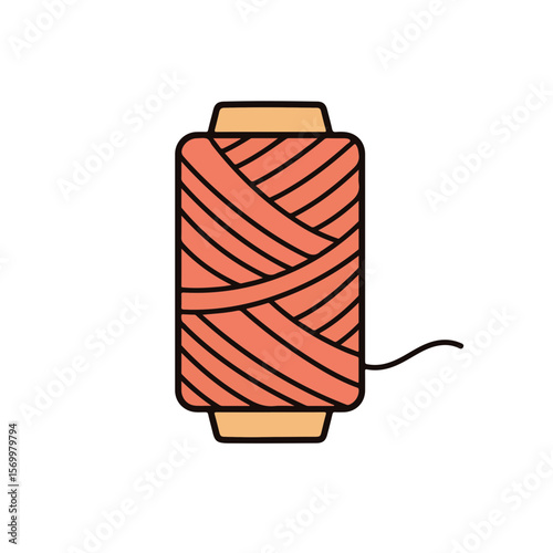 A spool of vibrant orange thread.