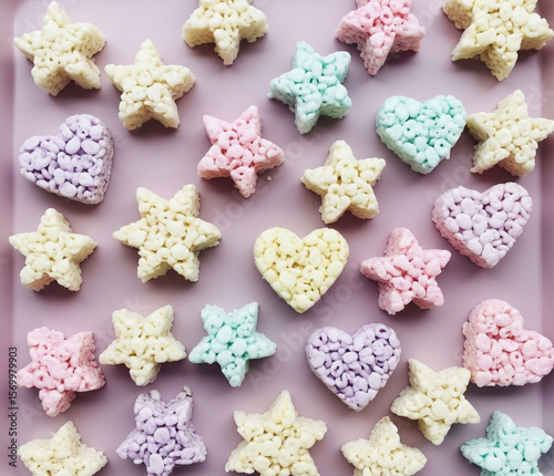Wallpaper Mural Pastel Tray Of Rice Crispy Treats Cut Into Stars And Hearts Torontodigital.ca