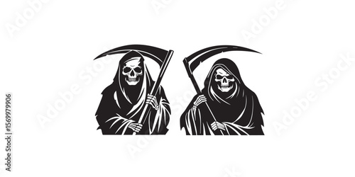 Print  Grim Reaper silhouette vector illustration, Grim Reaper isolated vector art