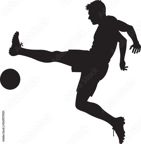 Silhouette of Footballer in Action – Perfect for Sports Graphics & Posters