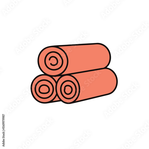 Neatly Stacked Rolled Towels.