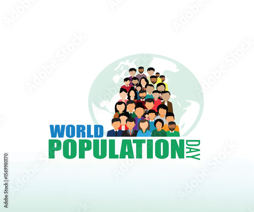World Population Day overcrowded planet with people explosion vector illustration concept