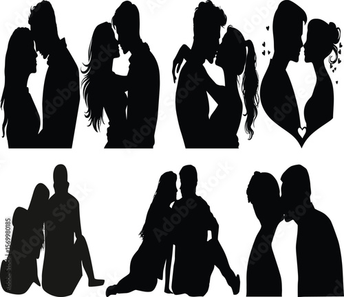 Silhouette of a couple sitting on the ground in a relaxed pose for love, comfort, intimacy, and lifestyle design themes