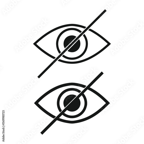 Black Eye Symbols With Diagonal Lines vision white
