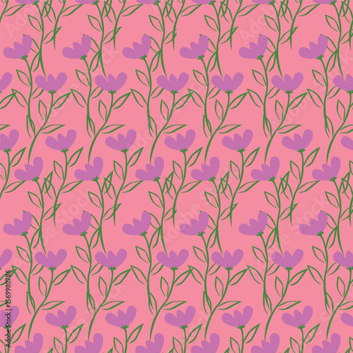 Wallpaper Mural Cute vector floral seamless pattern. Colorful flowers background. Trendy repeat texture for fashion print, wallpaper or fabric. Torontodigital.ca