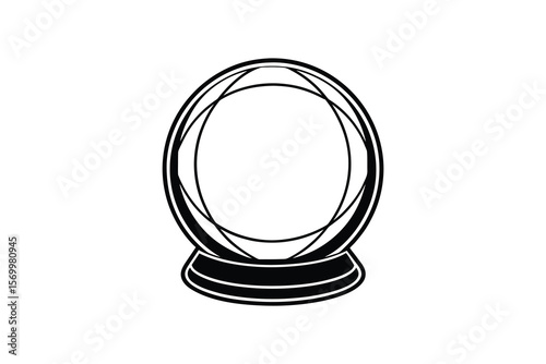Minimalist Black and White Crystal Ball Silhouette Design Perfect for Halloween and Fortune Telling Concepts Isolated on White Background silhouette