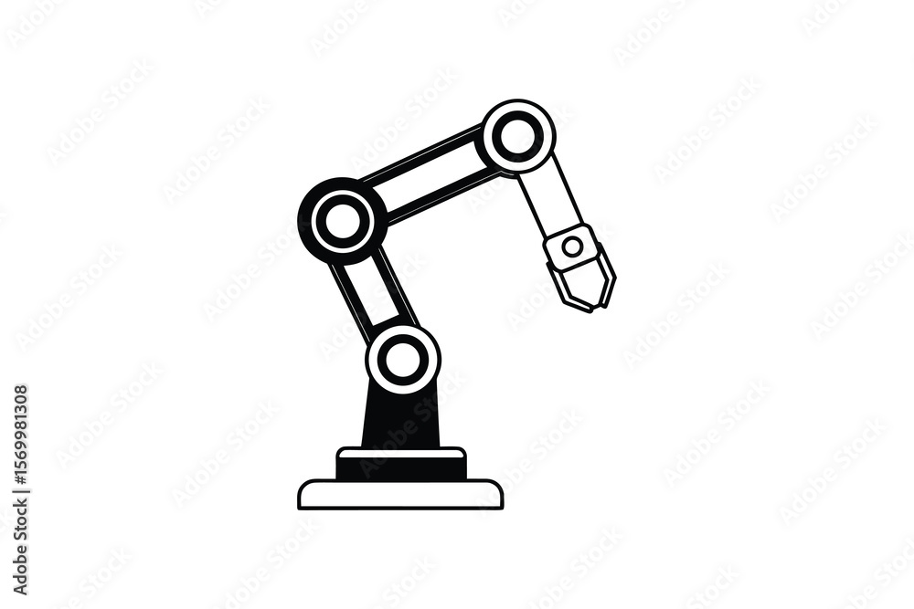 Industrial Robot Arm Silhouette with Robotic Technology and Automation for Manufacturing and Engineering Applications in a Clean and Minimalist Style silhouette Industrial Robot Arm Silhouette with Robotic Technology and Automation for Manufacturing and Engineering Applications in a Clean and Minimalist Style silhouette