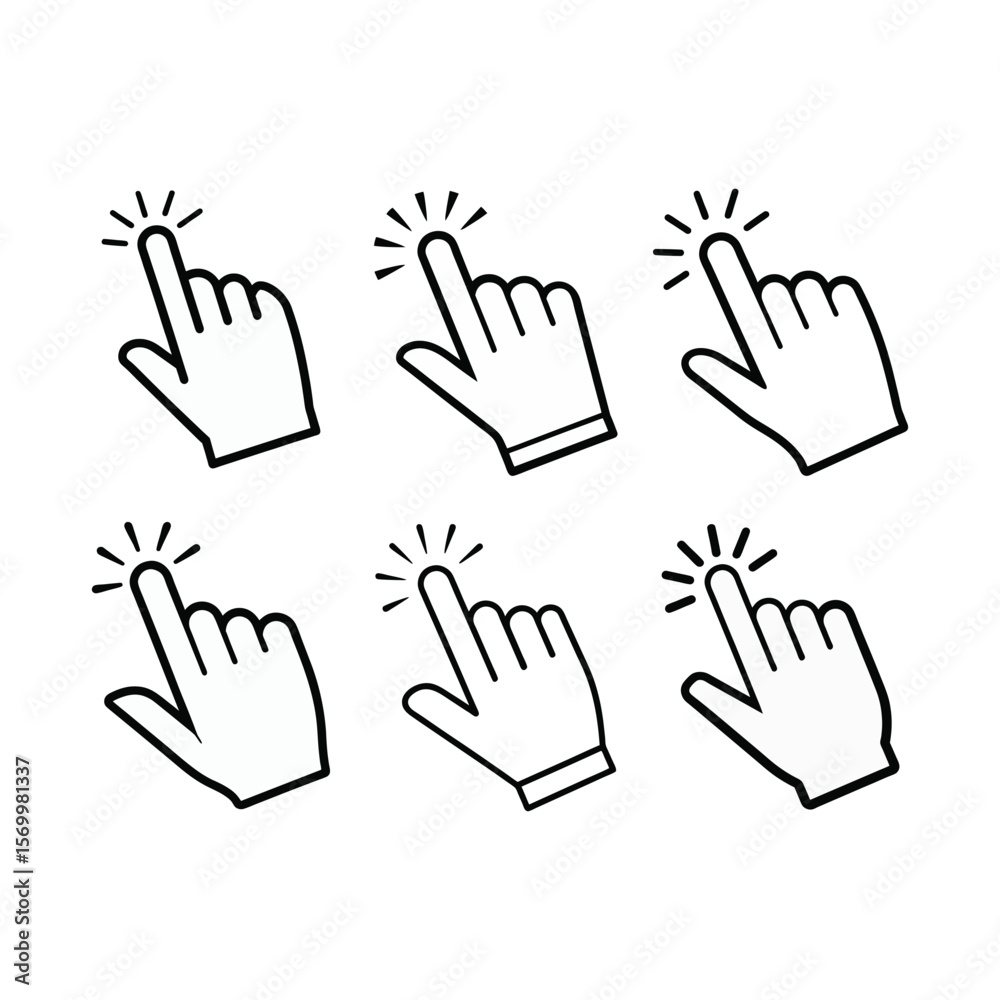 Obraz premium Hand cursor icons pointing and clicking pointer selection