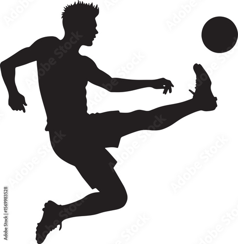 Silhouette of Footballer in Action – Perfect for Sports Graphics & Posters