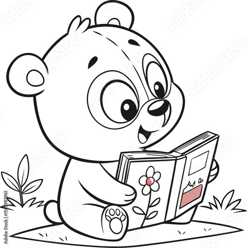Cute Teddy Bear Cartoon Colouring Image Vector Illustration in EPS
