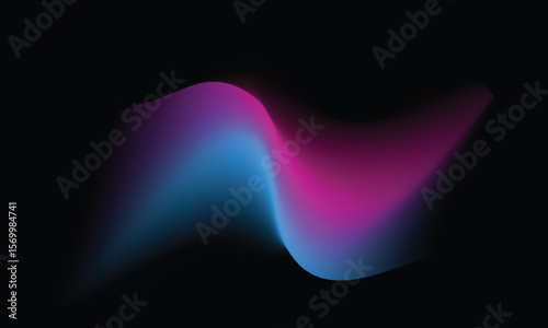 Abstract flowing wave of vibrant magenta and cyan light against a deep black background