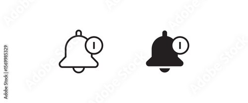 Message notification bell incoming inbox message, ringing, Alarm, service, handbell Firefighter call icons button, vector, sign, symbol, logo, illustration, editable stroke and flat design isolated