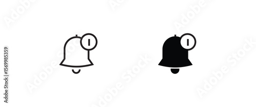 Message notification bell incoming inbox message, ringing, Alarm, service, handbell Firefighter call icons button, vector, sign, symbol, logo, illustration, editable stroke and flat design isolated