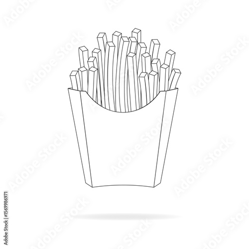 french fries line vector illustration