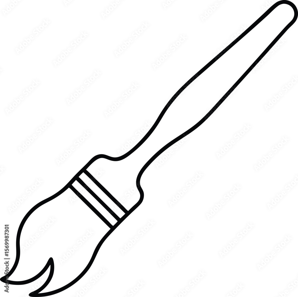 Obraz premium Artistic Brush Strokes: A simple yet elegant outline of a paintbrush ready to bring art to life, with a touch of creativity.