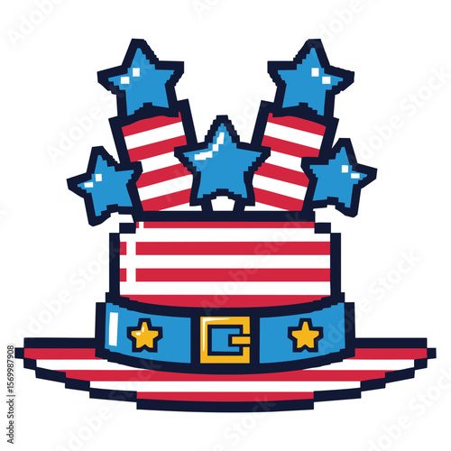 Pixel Art Uncle Sam Hat: 4th of July Patriotic Design